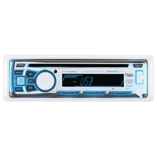 Boss Audio Marine In-Dash CD/USB/SD/MP3/WMA/AM/FM w/Detachable Front Panel & Bluetooth Receiver w/RGB MR762BRGB - main